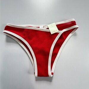 Colsie Red Ribbed Bikini Briefs with White Trim